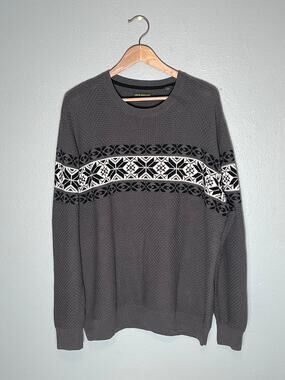 John Bartlett Consensus XXL Mens Nordic Sweater Grey 100% Cotton Black Lodge 2XL